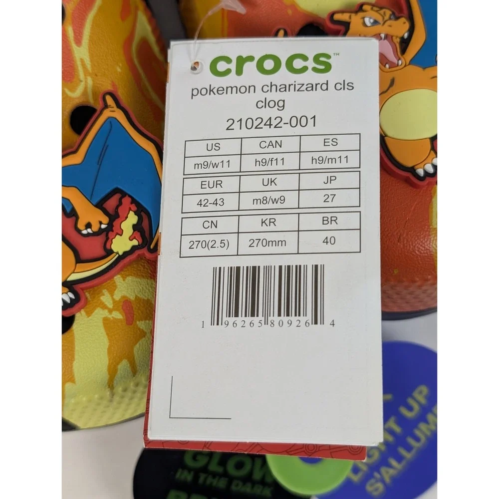 Crocs Pokemon Charizard Classic Clog Size Men's 9/Women's 11 with Jibbitz New